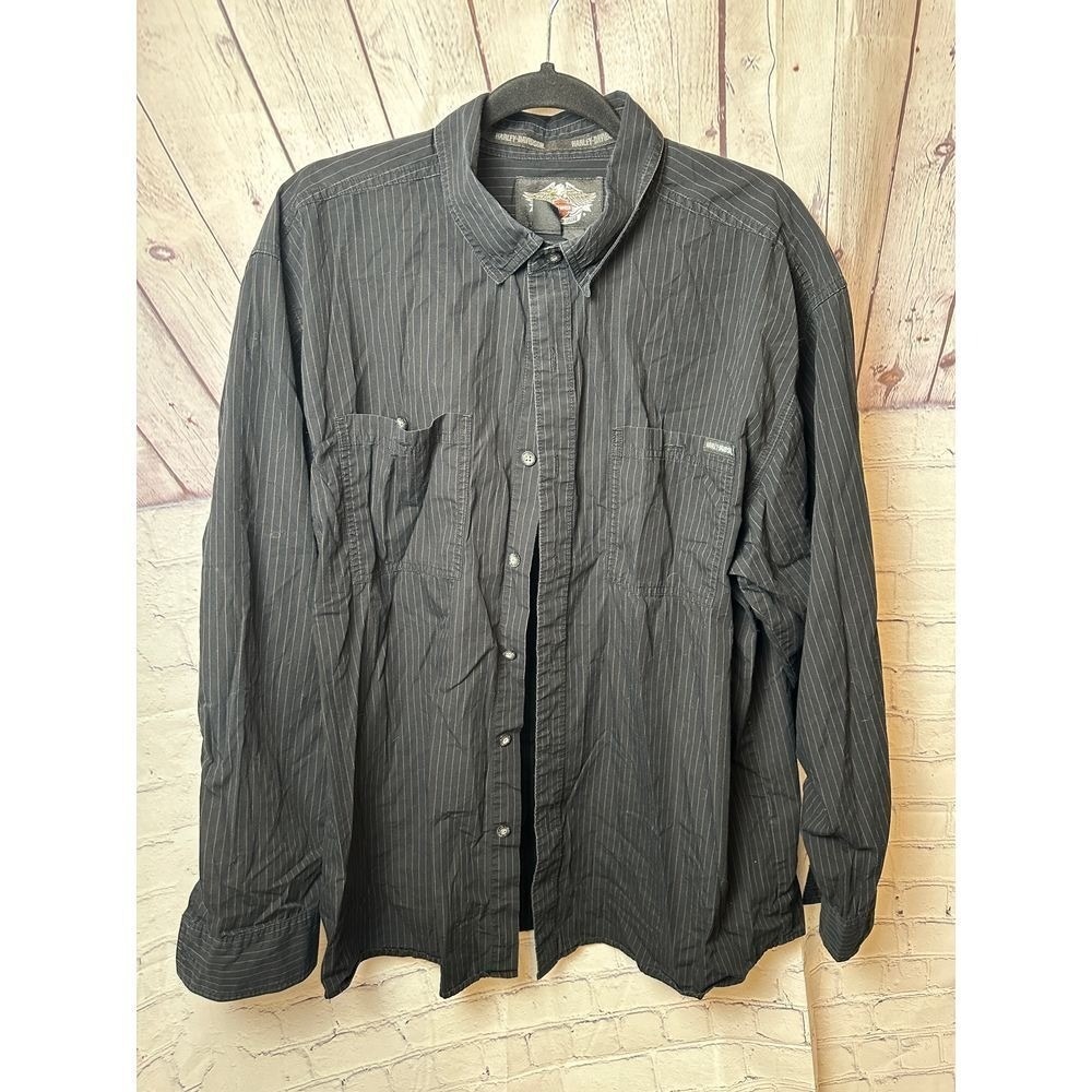 Harley-Davidson  Pinstripe Button-Down Long Sleeve Shirt XL Motorcycle Casual